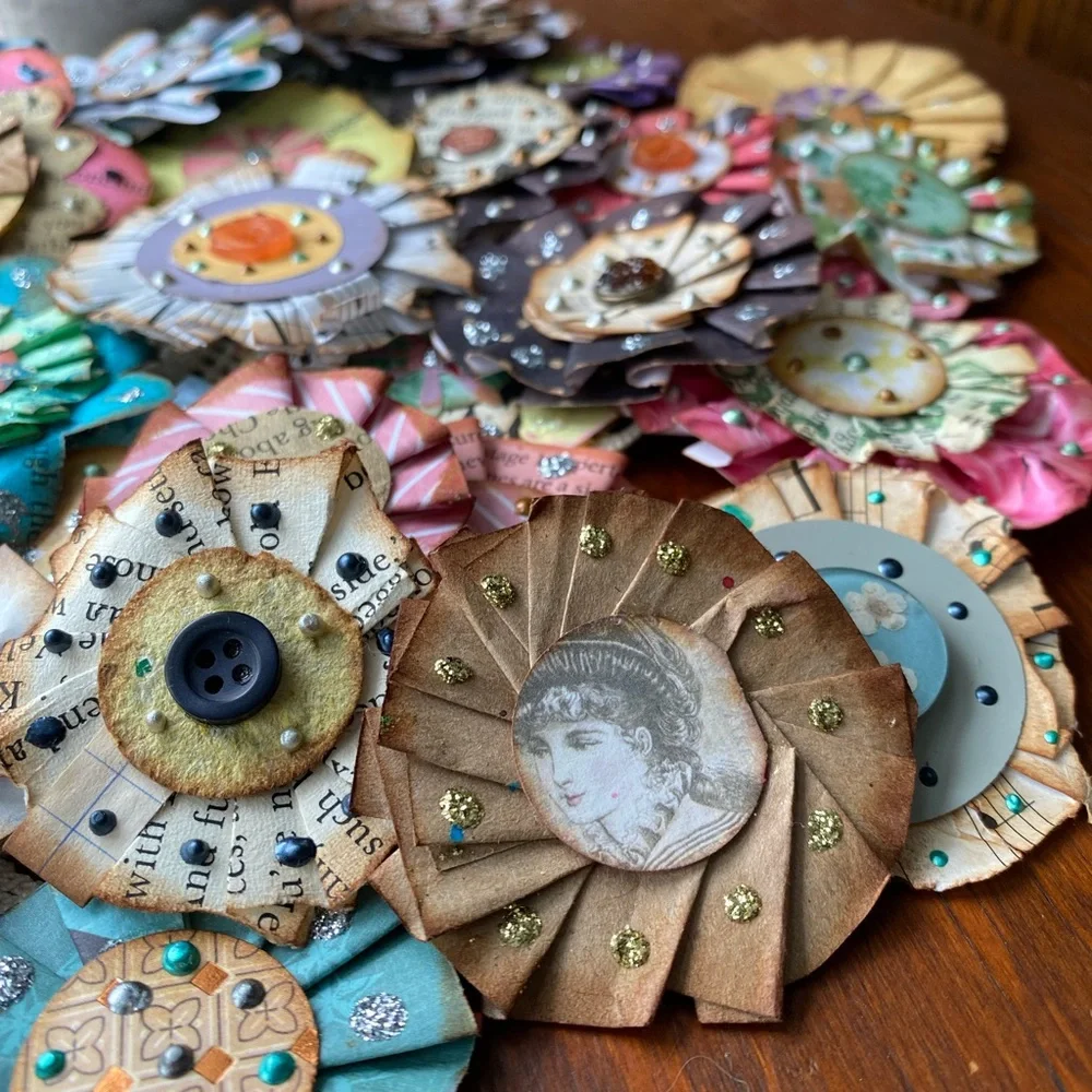 NEW!! Handcrafted Embellished Paper Flowers.